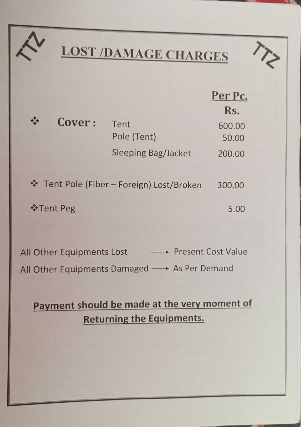 Lost & Damage Charges